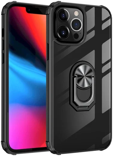 Apple iPhone 13 Pro Hoesje Hybride Kickstand Cover Zwart/Zilver afbeelding 1