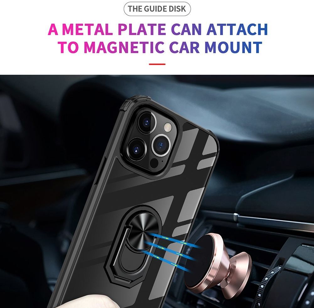 Apple iPhone 13 Pro Hoesje Hybride Kickstand Cover Transparant/Zwart afbeelding 5