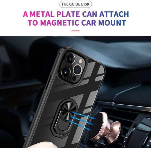 Apple iPhone 13 Pro Hoesje Hybride Kickstand Cover Transparant/Zwart afbeelding 5