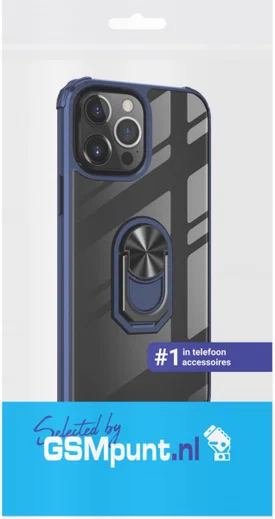 Apple iPhone 13 Pro Max Hoesje Hybride Kickstand Transparant/Blauw afbeelding 2