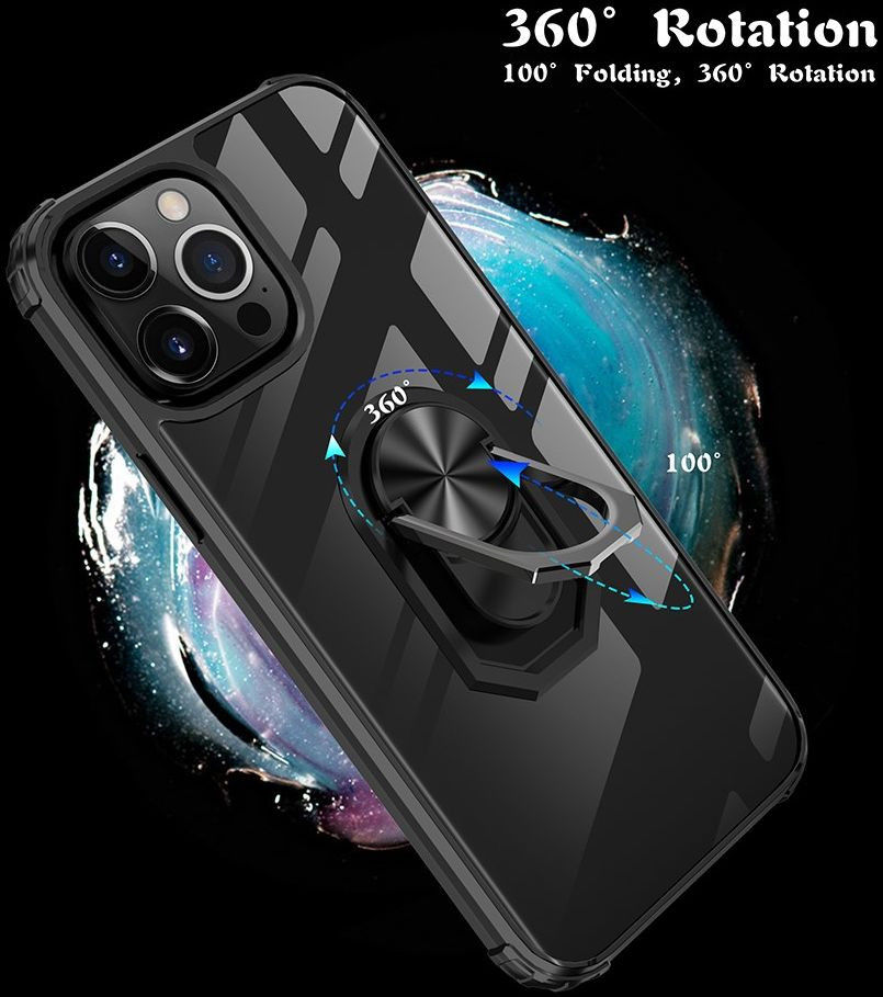 Apple iPhone 13 Pro Max Hoesje Hybride Kickstand Transparant/Blauw afbeelding 7