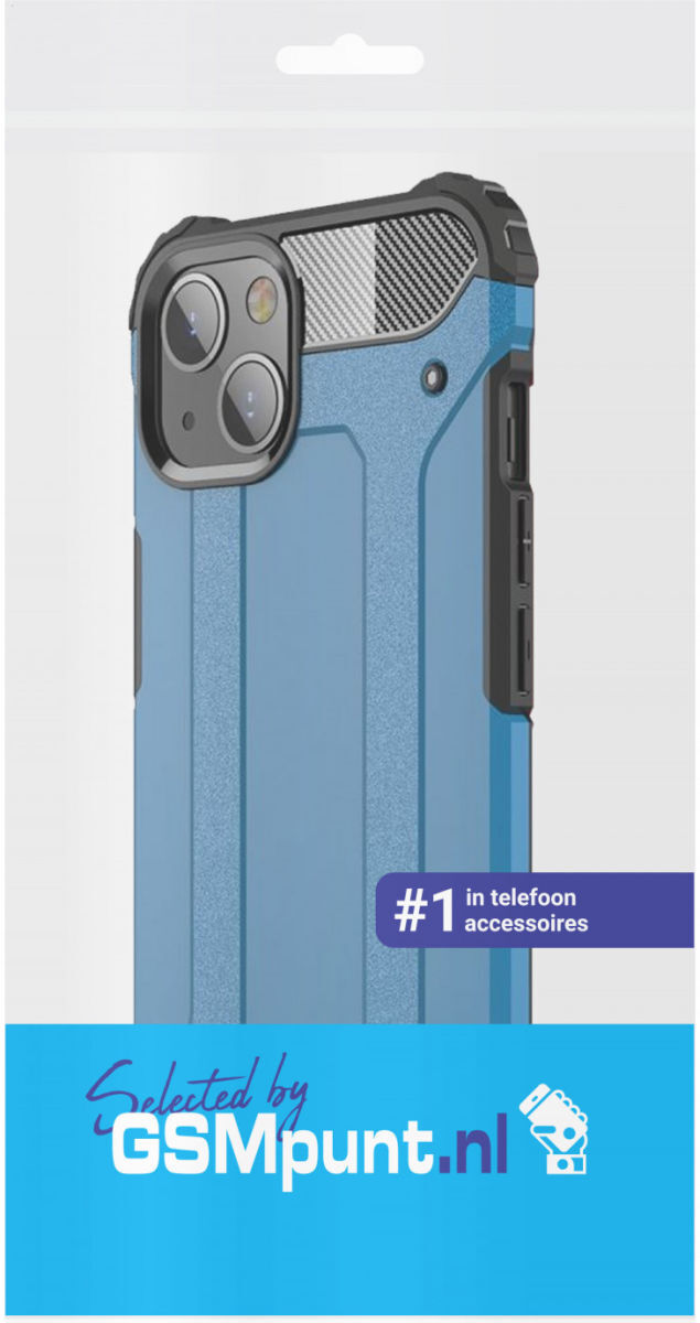 Apple iPhone 13 Mini Hoesje Shock Proof Hybride Back Cover Lichtblauw afbeelding 4