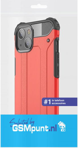 Apple iPhone 13 Mini Hoesje Shock Proof Hybride Back Cover Rood afbeelding 2