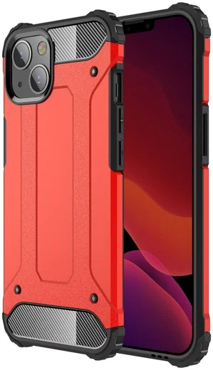 Apple iPhone 13 Hoesje Shock Proof Hybride Back Cover Rood afbeelding 1