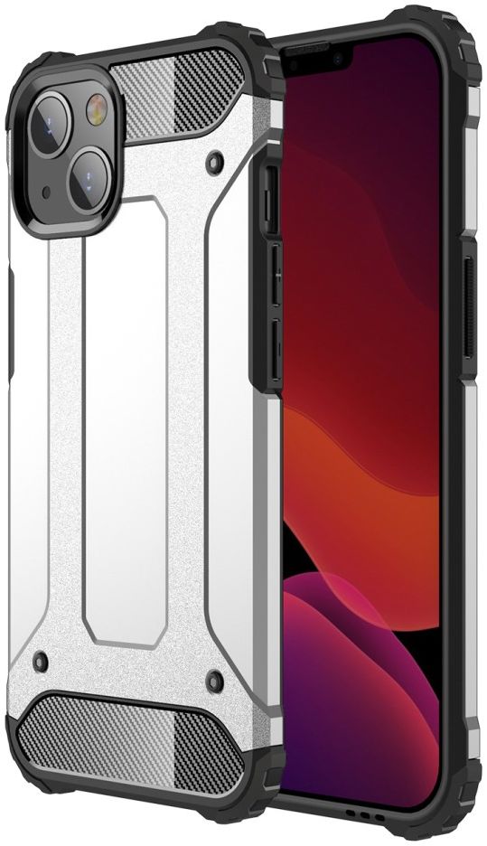 Apple iPhone 13 Hoesje Shock Proof Hybride Back Cover Zilver afbeelding 1