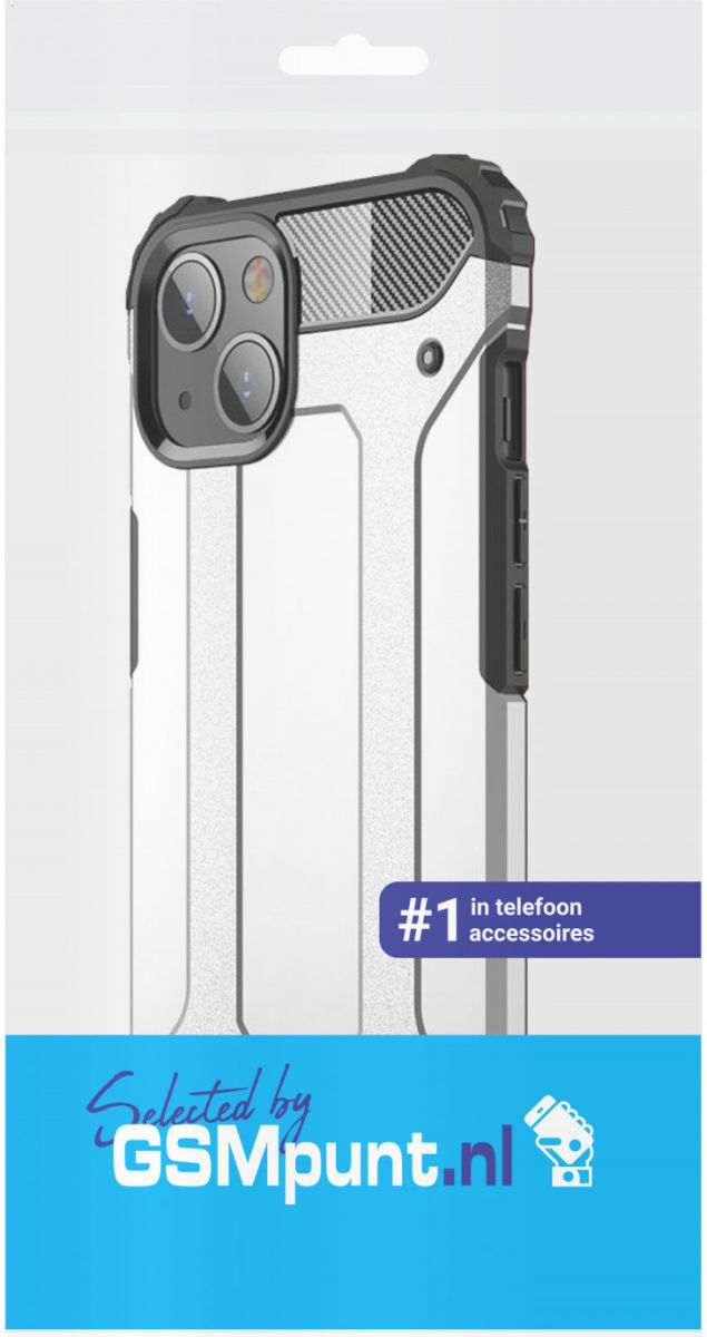 Apple iPhone 13 Hoesje Shock Proof Hybride Back Cover Zilver afbeelding 2