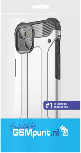 Apple iPhone 13 Hoesje Shock Proof Hybride Back Cover Zilver afbeelding 2