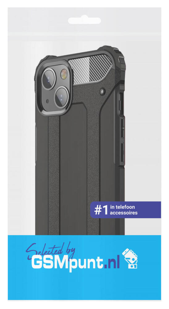Apple iPhone 13 Hoesje Shock Proof Hybride Back Cover Zwart afbeelding 2