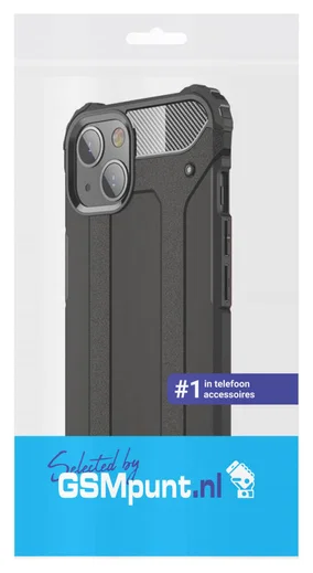 Apple iPhone 13 Hoesje Shock Proof Hybride Back Cover Zwart afbeelding 2