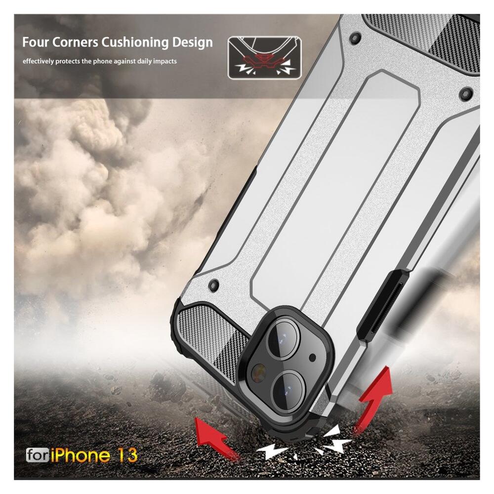 Apple iPhone 13 Hoesje Shock Proof Hybride Back Cover Zwart afbeelding 5