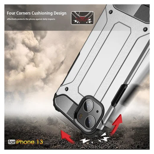 Apple iPhone 13 Hoesje Shock Proof Hybride Back Cover Zwart afbeelding 5