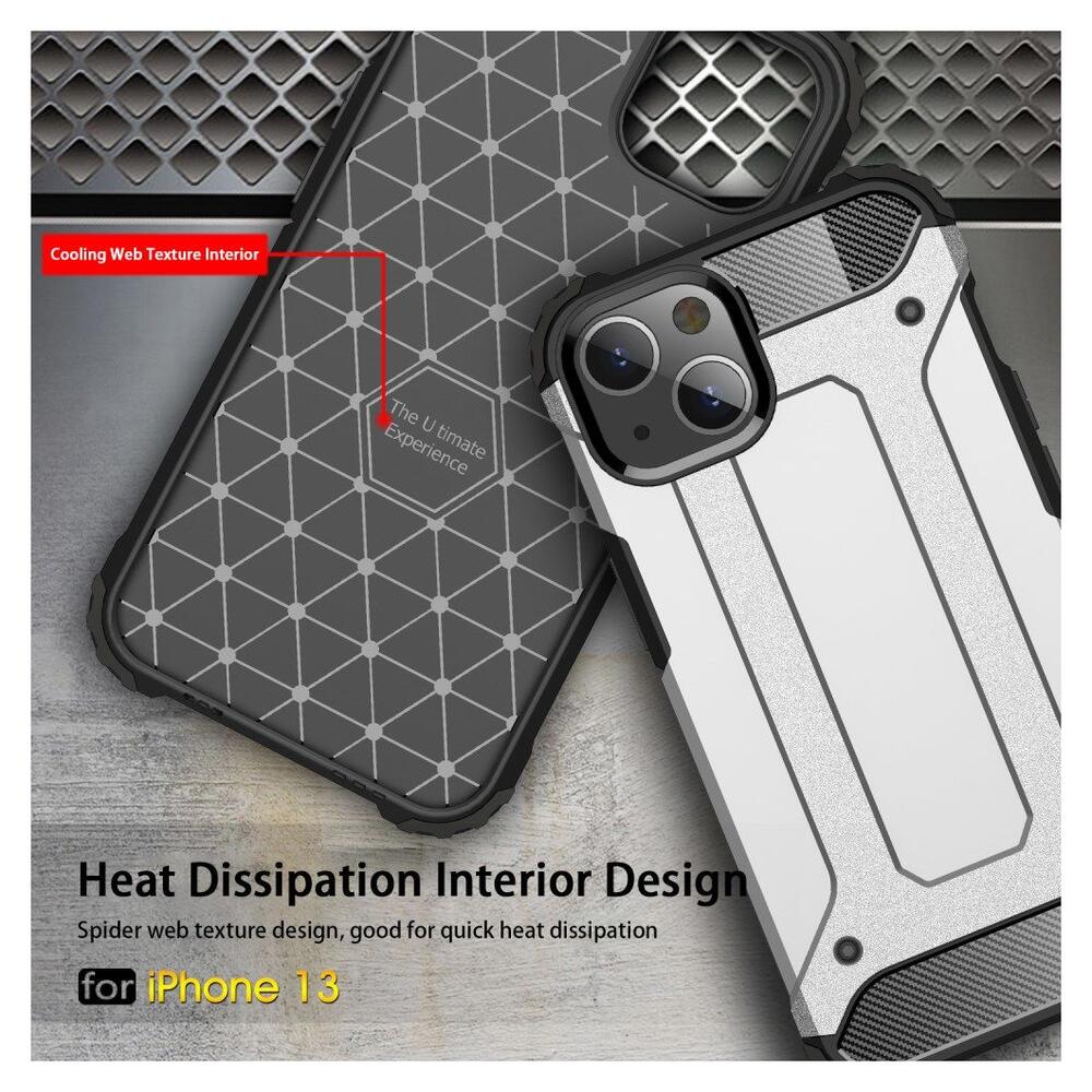 Apple iPhone 13 Hoesje Shock Proof Hybride Back Cover Zwart afbeelding 6