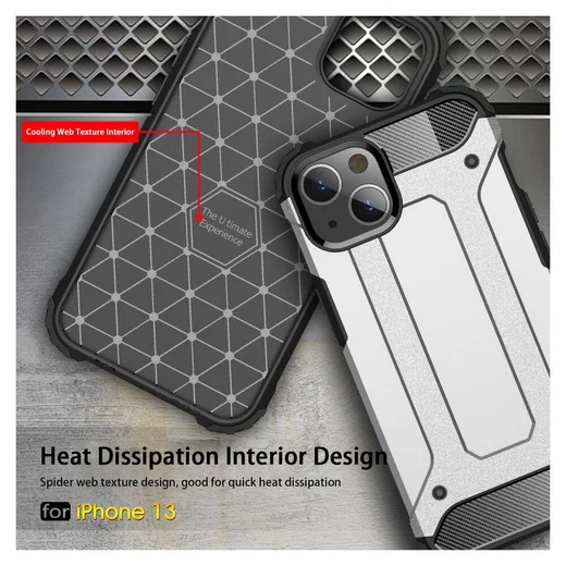 Apple iPhone 13 Hoesje Shock Proof Hybride Back Cover Zwart afbeelding 6