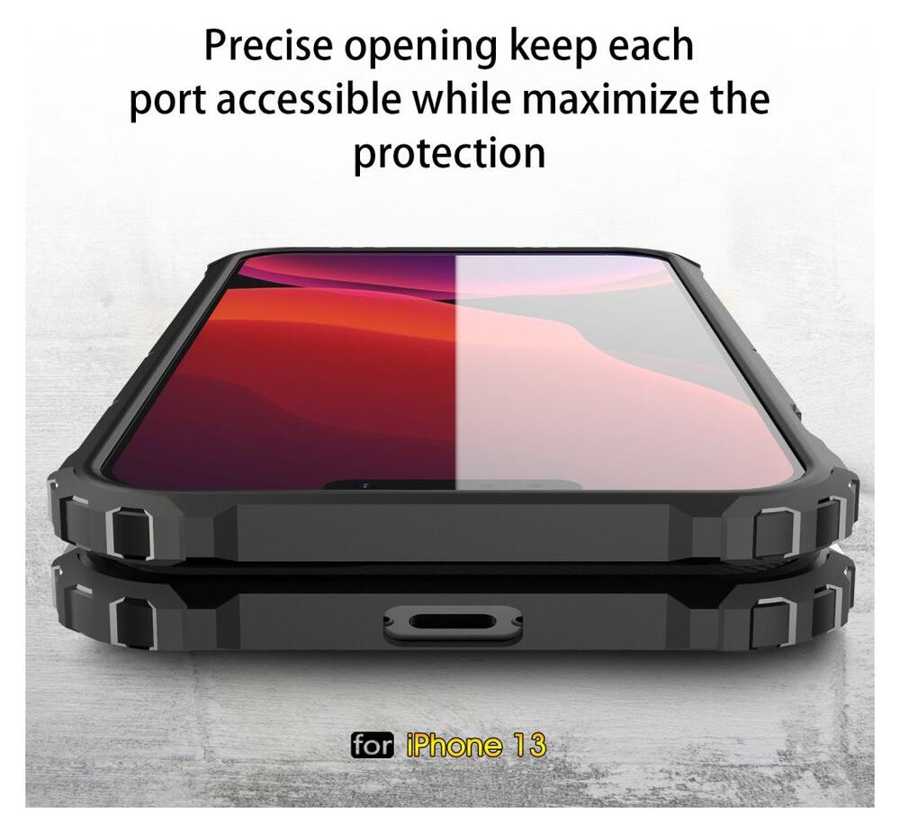 Apple iPhone 13 Hoesje Shock Proof Hybride Back Cover Zwart afbeelding 8