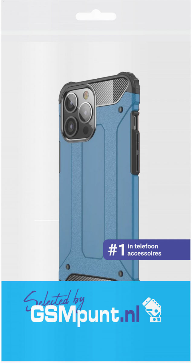 Apple iPhone 13 Pro Hoesje Shock Proof Hybride Back Cover Lichtblauw afbeelding 2