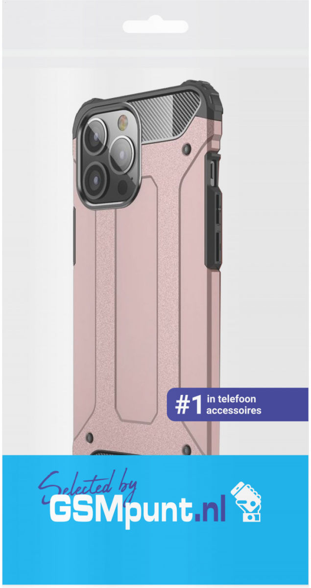 Apple iPhone 13 Pro Hoesje Shock Proof Hybride Back Cover Roze afbeelding 2