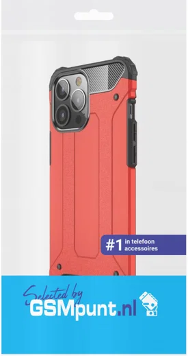 Apple iPhone 13 Pro Hoesje Shock Proof Hybride Back Cover Rood afbeelding 2