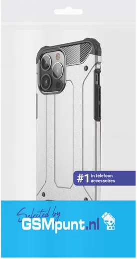 Apple iPhone 13 Pro Hoesje Shock Proof Hybride Back Cover Zilver afbeelding 2