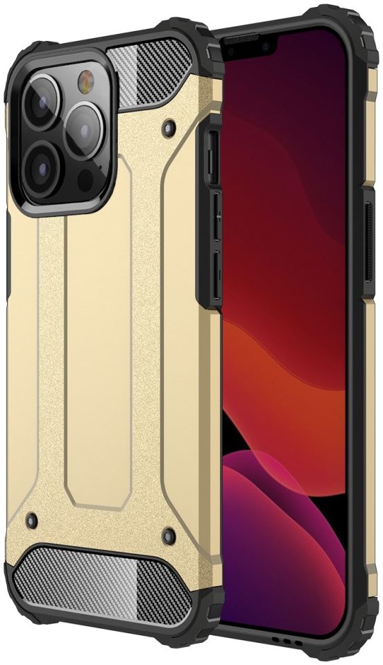 Apple iPhone 13 Pro Hoesje Shock Proof Hybride Back Cover Goud afbeelding 1