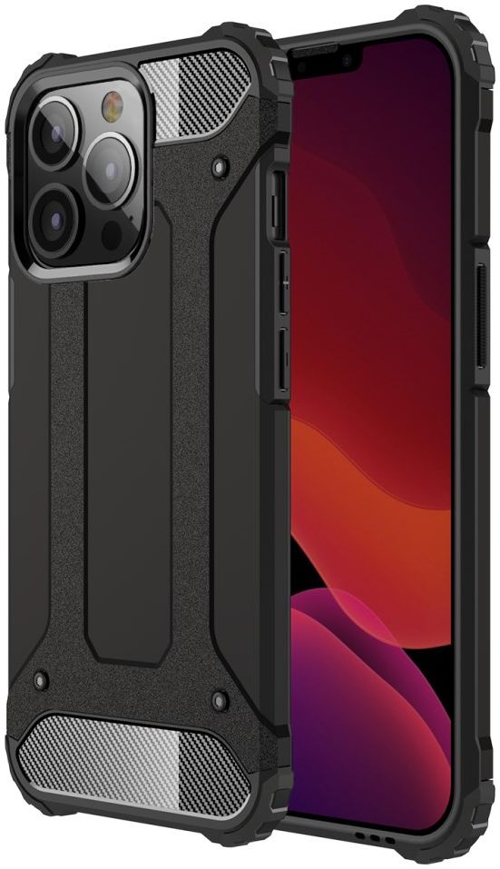 Apple iPhone 13 Pro Hoesje Shock Proof Hybride Back Cover Zwart afbeelding 1