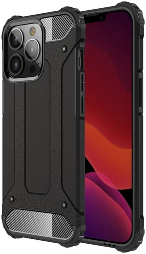 Apple iPhone 13 Pro Hoesje Shock Proof Hybride Back Cover Zwart afbeelding 1