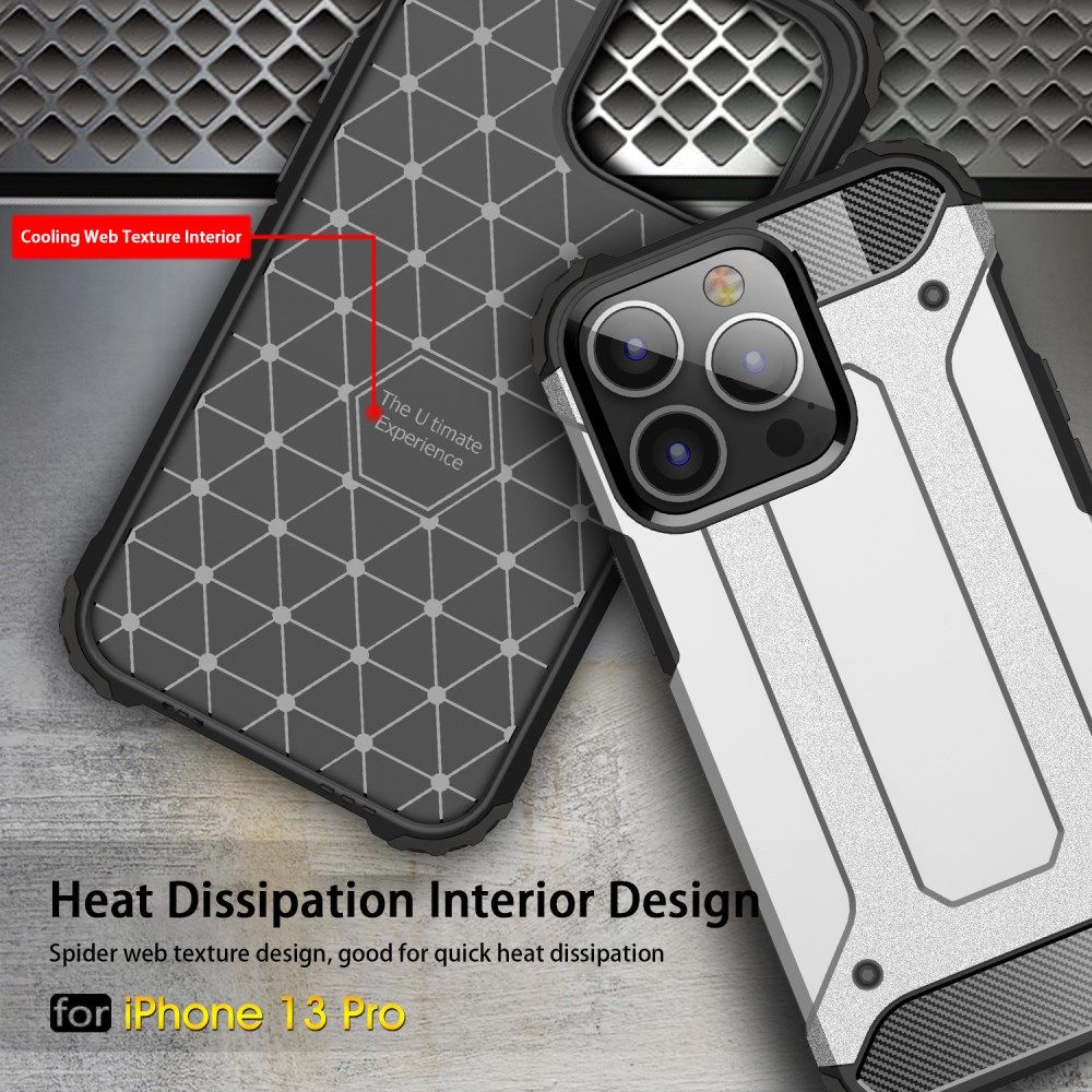 Apple iPhone 13 Pro Hoesje Shock Proof Hybride Back Cover Zwart afbeelding 6