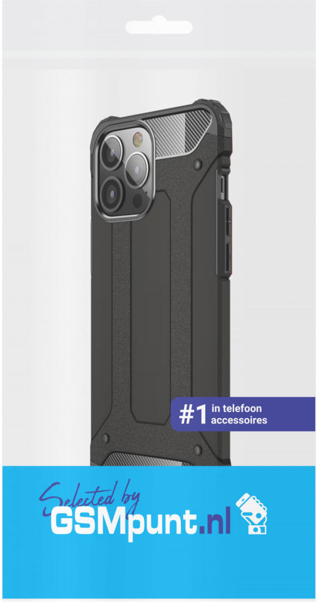 Apple iPhone 13 Pro Hoesje Shock Proof Hybride Back Cover Zwart afbeelding 4
