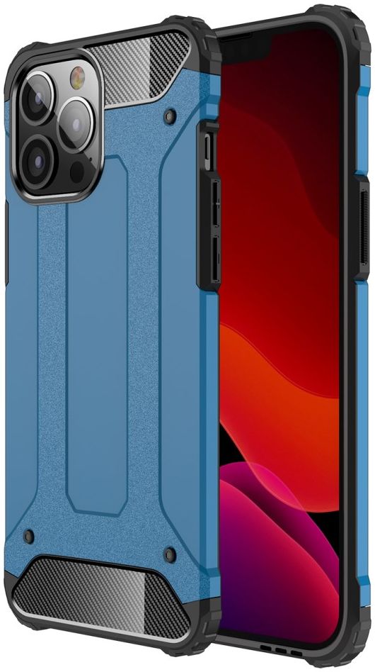 Apple iPhone 13 Pro Max Hoesje Shock Proof Hybride Back Cover Blauw afbeelding 1