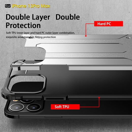 Apple iPhone 13 Pro Max Hoesje Shock Proof Hybride Back Cover Rood afbeelding 4