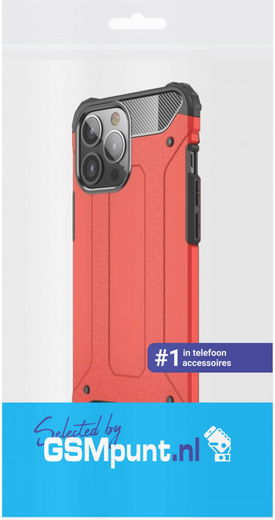 Apple iPhone 13 Pro Max Hoesje Shock Proof Hybride Back Cover Rood afbeelding 2