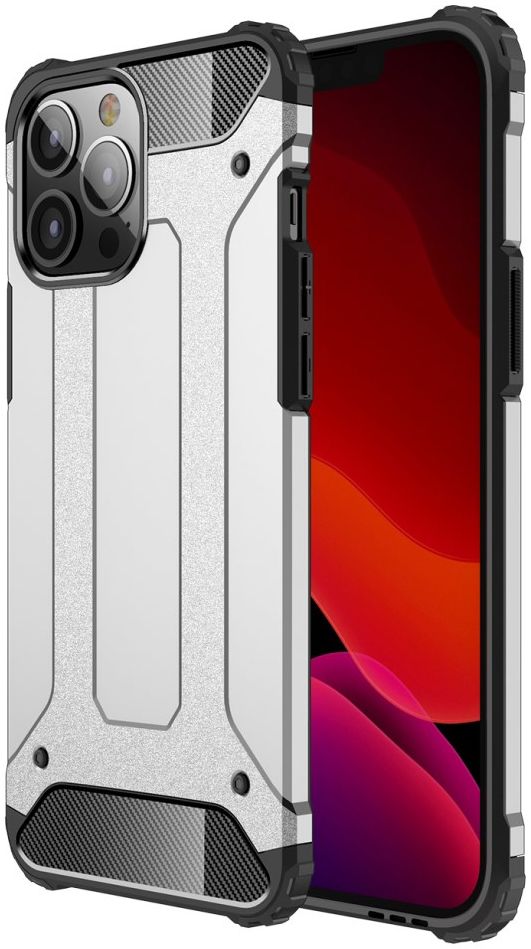 Apple iPhone 13 Pro Max Hoesje Shock Proof Hybride Back Cover Zilver afbeelding 1