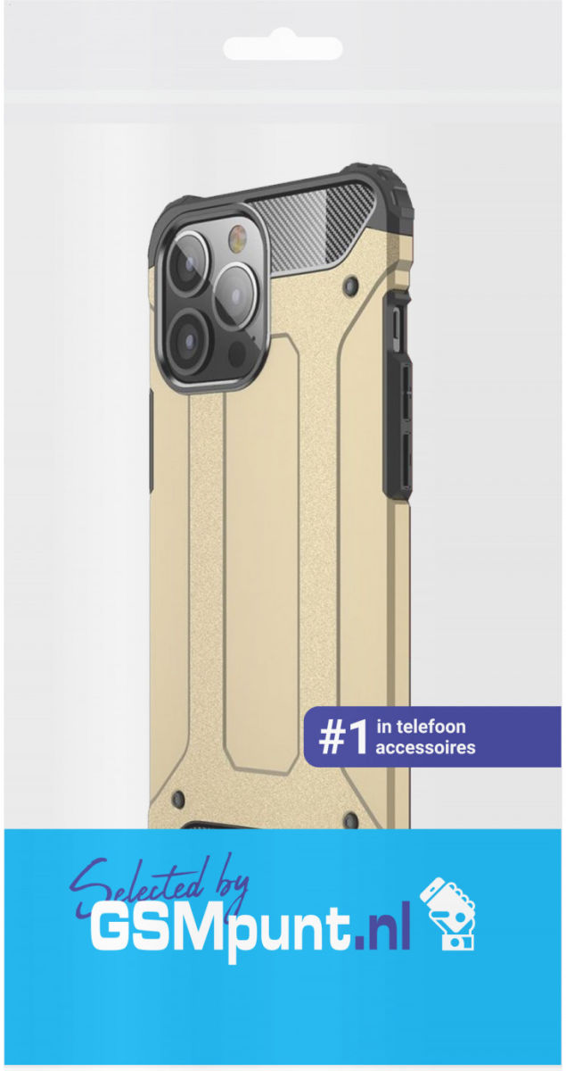 Apple iPhone 13 Pro Max Hoesje Shock Proof Hybride Back Cover Goud afbeelding 2