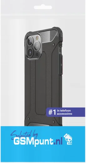 Apple iPhone 13 Pro Max Hoesje Shock Proof Hybride Back Cover Zwart afbeelding 4