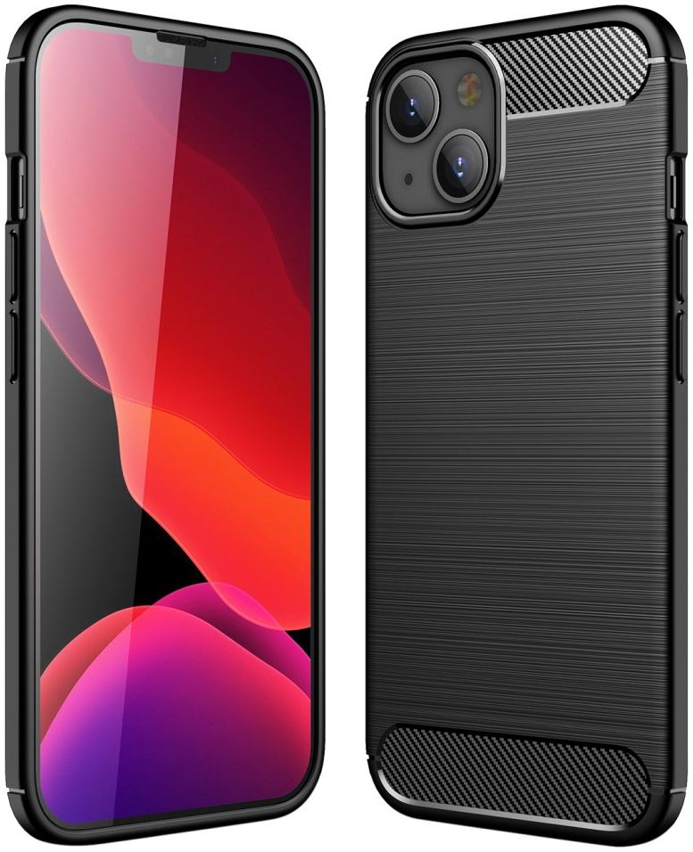 Apple iPhone 13 Mini Hoesje Geborsteld TPU Flexibele Back Cover Zwart afbeelding 5