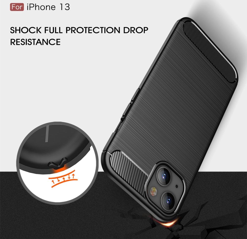 Apple iPhone 13 Mini Hoesje Geborsteld TPU Flexibele Back Cover Zwart afbeelding 7