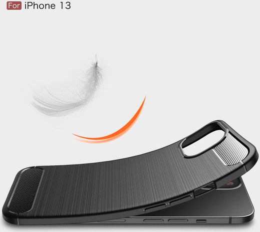 Apple iPhone 13 Mini Hoesje Geborsteld TPU Flexibele Back Cover Zwart afbeelding 8