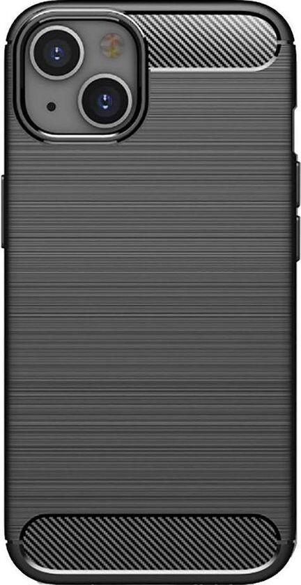 Apple iPhone 13 Hoesje Geborsteld TPU Flexibele Back Cover Zwart afbeelding 1