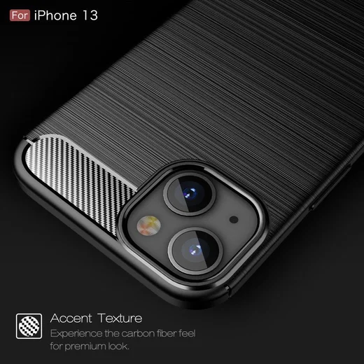 Apple iPhone 13 Hoesje Geborsteld TPU Flexibele Back Cover Zwart afbeelding 7