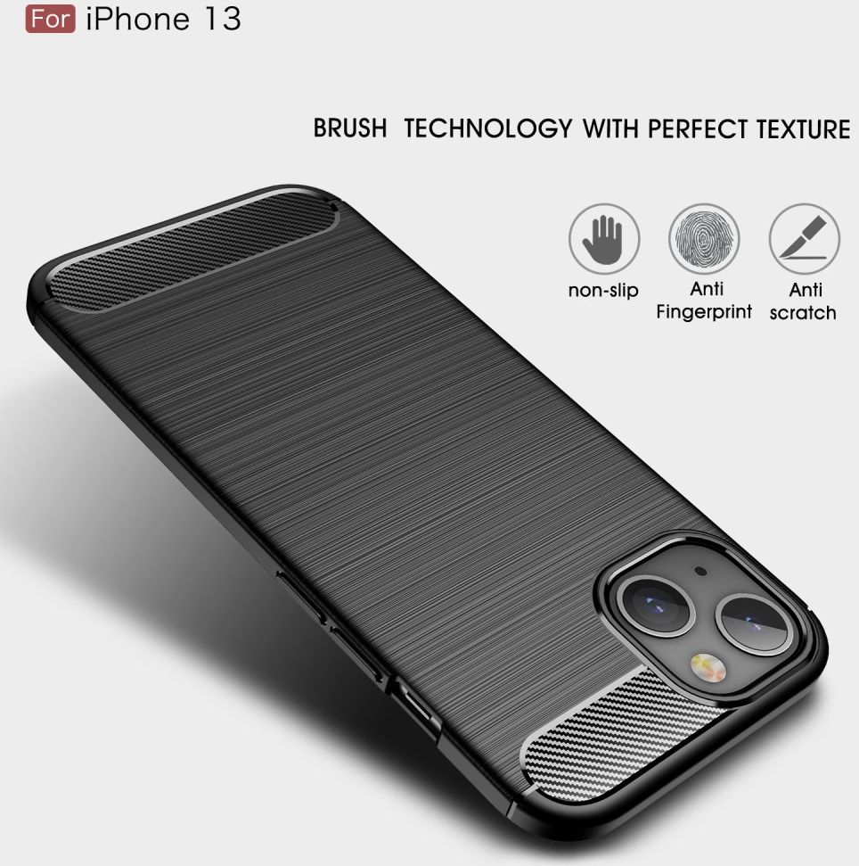 Apple iPhone 13 Hoesje Geborsteld TPU Flexibele Back Cover Zwart afbeelding 10