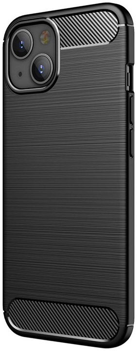 Apple iPhone 13 Hoesje Geborsteld TPU Flexibele Back Cover Zwart afbeelding 2