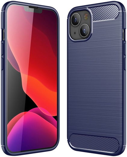 Apple iPhone 13 Hoesje Geborsteld TPU Flexibele Back Cover Blauw afbeelding 5