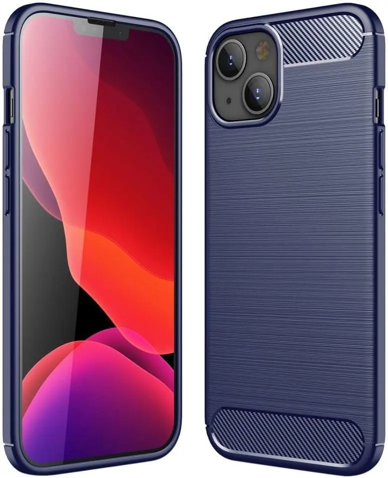 Apple iPhone 13 Hoesje Geborsteld TPU Flexibele Back Cover Blauw afbeelding 2