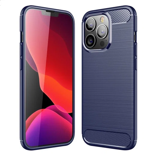 Apple iPhone 13 Pro Hoesje Geborsteld TPU Flexibele Back Cover Blauw afbeelding 7