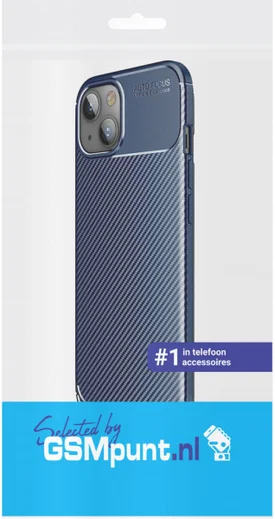Apple iPhone 13 Mini Hoesje Siliconen Carbon TPU Back Cover Blauw afbeelding 4