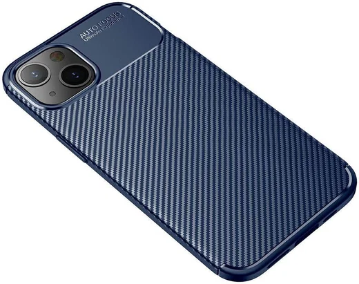 Apple iPhone 13 Mini Hoesje Siliconen Carbon TPU Back Cover Blauw afbeelding 6