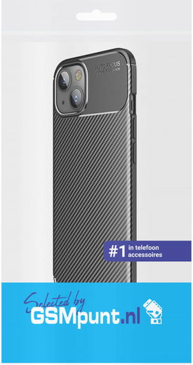 Apple iPhone 13 Hoesje Siliconen Carbon TPU Back Cover Zwart afbeelding 4