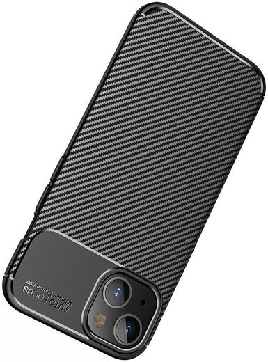 Apple iPhone 13 Hoesje Siliconen Carbon TPU Back Cover Zwart afbeelding 9