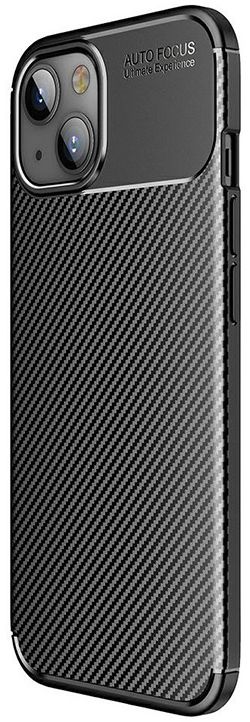 Apple iPhone 13 Hoesje Siliconen Carbon TPU Back Cover Zwart afbeelding 1