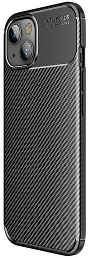 Apple iPhone 13 Hoesje Siliconen Carbon TPU Back Cover Zwart afbeelding 1