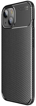 Apple iPhone 13 Hoesje Siliconen Carbon TPU Back Cover Zwart